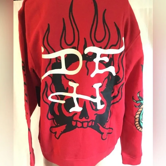Ed Hardy Red Skull Graphic Sweater